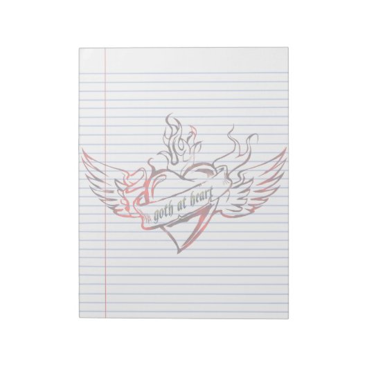 Goth at Heart Tattoo Art Lined Notepad Notizblock (Rotiert)