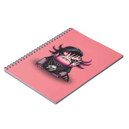Goth Axolotl Notebook, Punk Rock Axolotl Notizblock (Linke Seite)