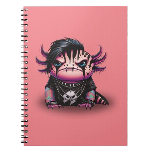 Goth Axolotl Notebook, Punk Rock Axolotl Notizblock (Vorderseite)