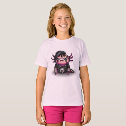 Goth Axolotl T - Shirt für Kinder (Vorne ganz)