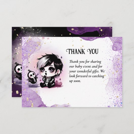 Goth Baby Boy Dusche Lila Black Danke (Vorne/Hinten)