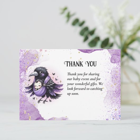 Goth Baby Boy Girl Dusche Lila Black Danke (Stehend Vorderseite)