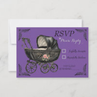 Goth Baby Carriage Girl Baby Shooter RSVP Card