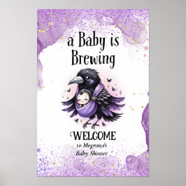 Goth Baby Dusche Begrüßungszeichen Black Lila Crow Poster