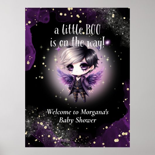 Goth Baby Duwer Gender Neutral Lila Black Crow Poster (Vorne)