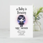 Goth Baby Girl brächt Vampire Bat Gothic Einladung (Stehend Vorderseite)