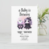 Goth Baby Girl Braut Hexe Ghost Couldron Einladung (Stehend Vorderseite)