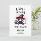 Goth Baby Girl Brewing Witch Ghost Boo Einladung (Stehend Vorderseite)