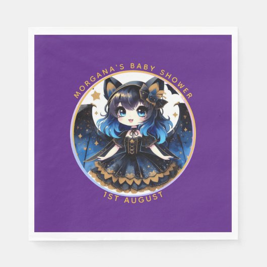 Goth Baby Girl Dusche Bat Vampire Partyware Serviette (Vorderseite)