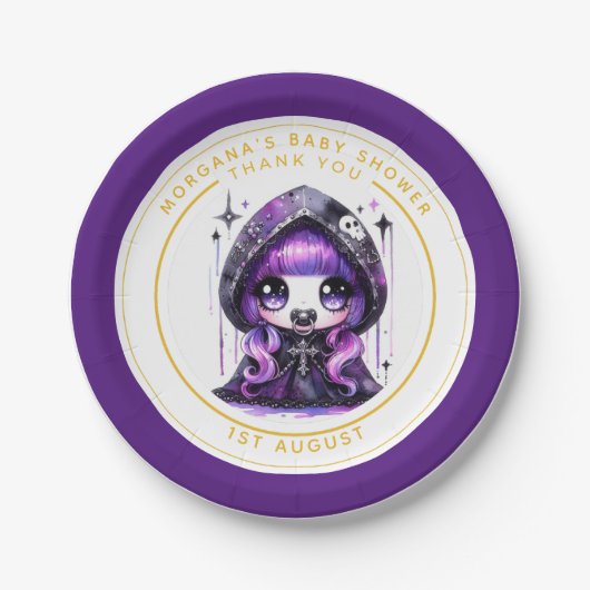 Goth Baby Girl Dusche von Crow Vielen Dank Pappteller (Vorderseite)