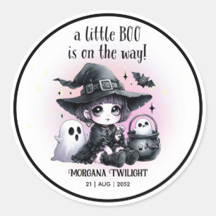 Goth Baby Girl Ghost Little Boo auf dem Weg Runder Aufkleber