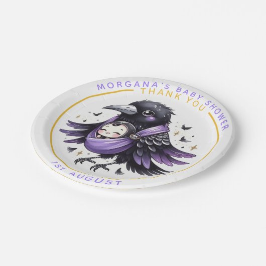 Goth Baby Girl Shower Bat Vampire Vielen Dank Pappteller (Schrägansicht)