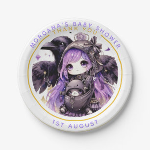 Goth Baby Girl Shower Bat Vampire Vielen Dank Pappteller