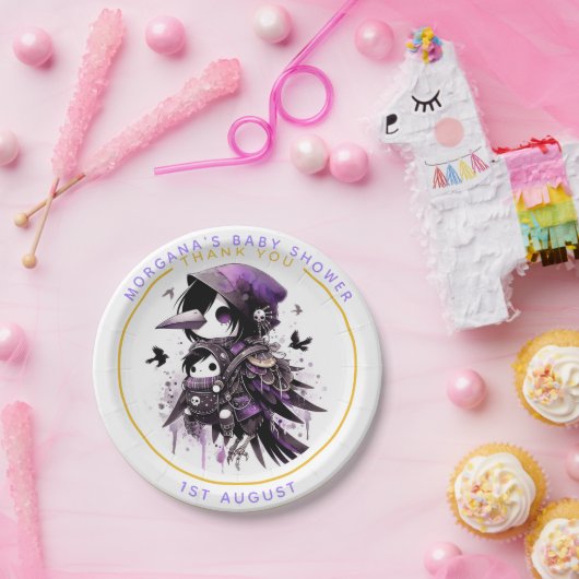 Goth Baby Girl Shower Bat Vampire Vielen Dank Pappteller (Party)