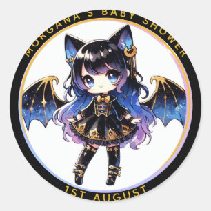 Goth Baby Girl Shower Bat Vampire Vielen Dank Runder Aufkleber