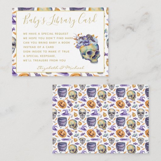 Goth Baby Library Book Request Skulls Halloween Begleitkarte (Vorne/Hinten)