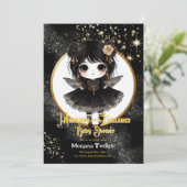 Goth Baby Shower Niedlich Girl Moonlight Lullabies Einladung (Stehend Vorderseite)