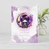 Goth Baby Shower Skeleton Crow Moonlight Einladung (Stehend Vorderseite)
