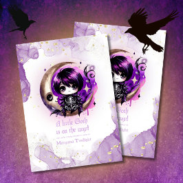 Goth Baby Shower Skeleton Crow Moonlight Einladung
