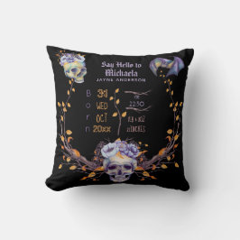 GOTH Baby Stats Skulls Lila Black Halloween Girl Kissen