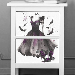 Goth Bat Fashion | Lila graue Kleidung High Heels Seidenpapier