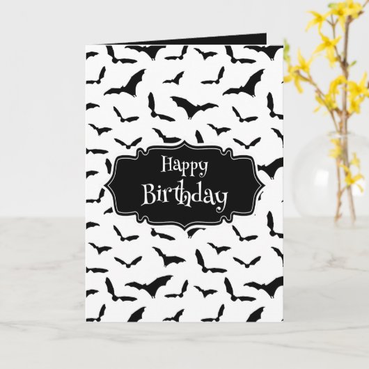 Goth Bats Happy Birthday Karte (Gelbe Blume)