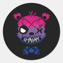 Goth Bisexual Prilag Flag farbiger Bär Runder Aufkleber