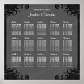 Goth Black and Gray Wedding 15 Table Seating Chart Poster (Vorne)