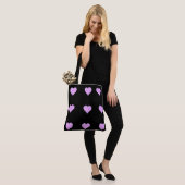 Goth Black and Pink Heart Design Tasche (Am Model)