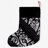 Goth Black and White Christmas Strumpf Kleiner Weihnachtsstrumpf (Rückseite)