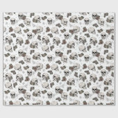 Goth Black and White Skull and Blume Halloween Geschenkpapier (Flach)
