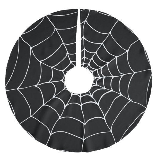 Goth Black and White Spiders Web Cobweb Weihnachte Polyester Weihnachtsbaumdecke (Vorderseite)