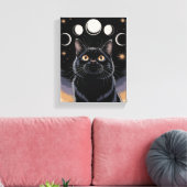 Goth Black Cat, Goth Gift, Hexenhour Black Cat Leinwanddruck (Insitu (Wohnzimmer))
