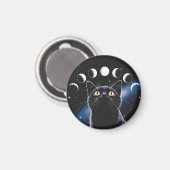 Goth Black Cat, Goth Gift, Hexenhour Black Cat Magnet (Vorderseite/Rückseite)