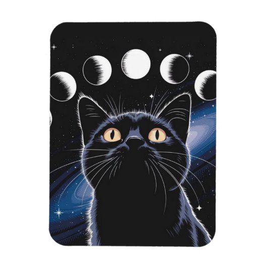 Goth Black Cat, Goth Gift, Hexenhour Black Cat Magnet (Vertikal)