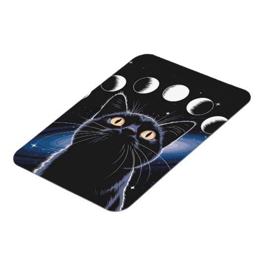 Goth Black Cat, Goth Gift, Hexenhour Black Cat Magnet (Linke Seite)