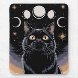 Goth Black Cat, Goth Gift, Hexenhour Black Cat Mousepad