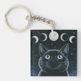 Goth Black Cat, Goth Gift, Hexenhour Black Cat Schlüsselanhänger