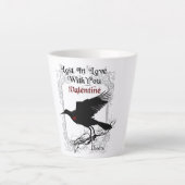 Goth Black Crow and Lace Valentine Latte Cup Milchtasse (Vorderseite)