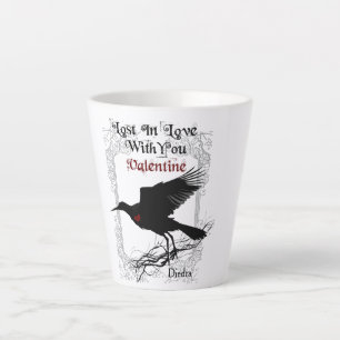 Goth Black Crow and Lace Valentine Latte Cup Milchtasse