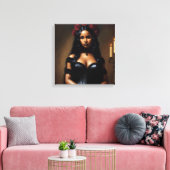 Goth Black Girl Rote Rose Art Leinwanddruck (Insitu (Wohnzimmer))