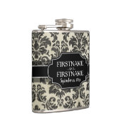 Goth Black Lace and Parchment Hochzeit Jahrestag Flachmann (Rechts)