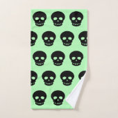 Goth Black Mint Green Skull Muster dekorativ Badhandtuch Set (Handtuch)