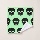 Goth Black Mint Green Skull Muster dekorativ Badhandtuch Set (Waschlappen)