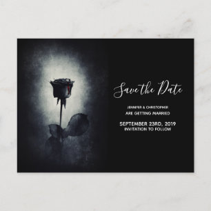 Goth Black Rose Bloody Petal Wedding Save the Date Postkarte