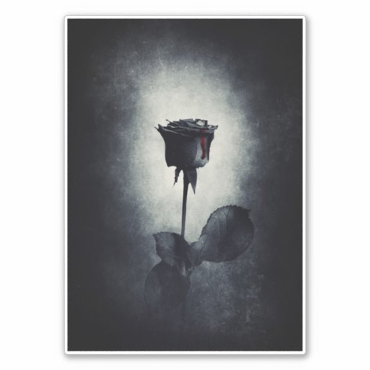 Goth Black Rose Dripping Blood Macabre Aufkleber (Vorderseite)