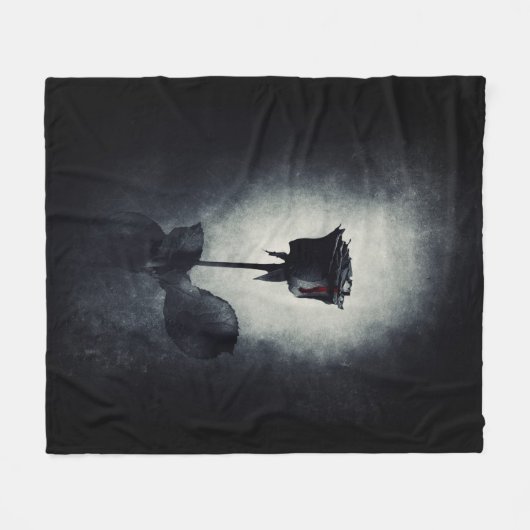 Goth Black Rose Dripping Blood Macabre Fleecedecke (Vorderseite (Horizontal))