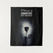 Goth Black Rose Dripping Blood Macabre Geburtstag Wandteppich (Vorderseite)