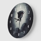 Goth Black Rose Dripping Blood Macabre Große Wanduhr (Winkel)