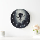 Goth Black Rose Dripping Blood Macabre Große Wanduhr (Zuhause)
